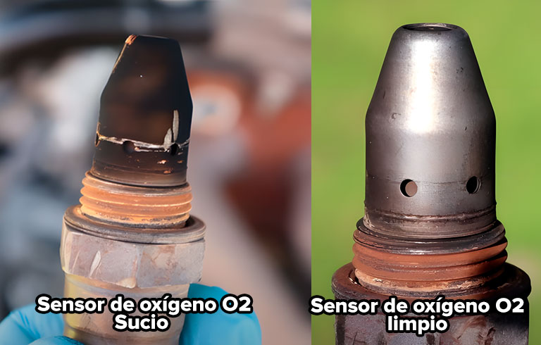 sensor de oxígeno O2 sucio y limpio mantenimiento